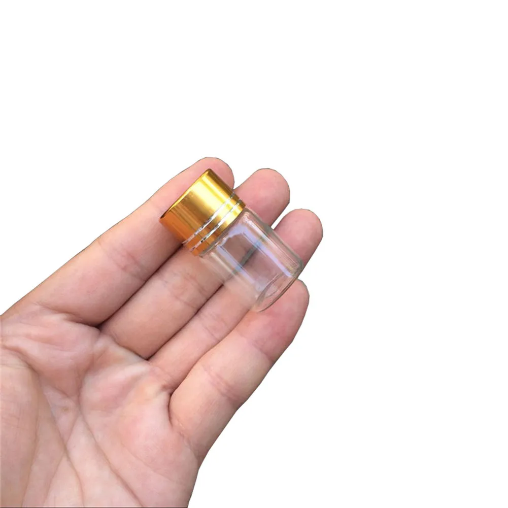 

100 pcs 22x35mm 6ml Small Glass Bottles With Golden Screw Plastic Cap Refillable Cosmetic Essential Oil Spice Glass Containers