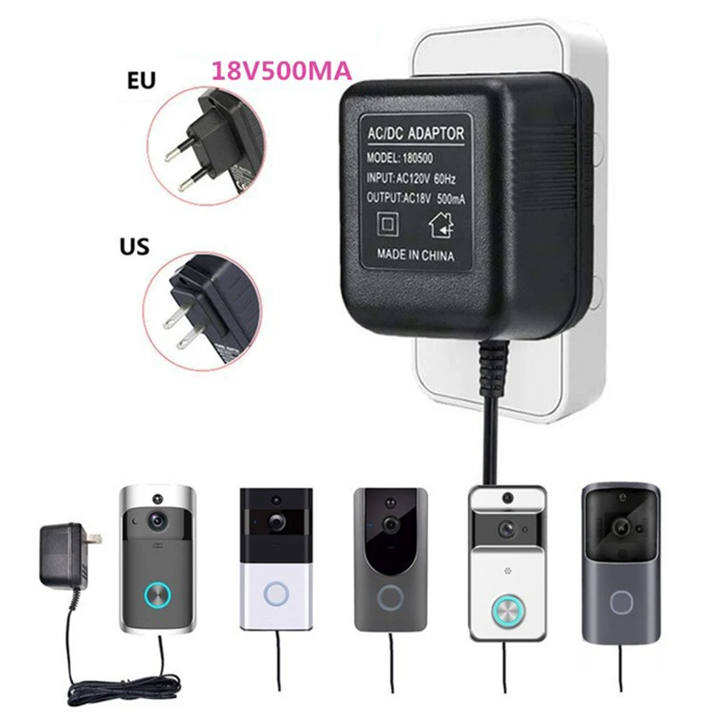 18V AC 전원 어댑터 변압기 충전기 EU 미국 플러그 220V-240V Wifi 스마트 비디오 초인종 카메라 비디오 인터콤 도어 벨 링