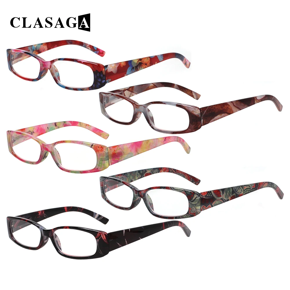 CLASAGA-Lunettes de Lecture à Petit Cadre avec Bras Imprimés, Charnière à Ressort, Décorative, Lecteur HD + 1.0 + 2.0 + 5.0 + 6.0, pour Homme et Femme