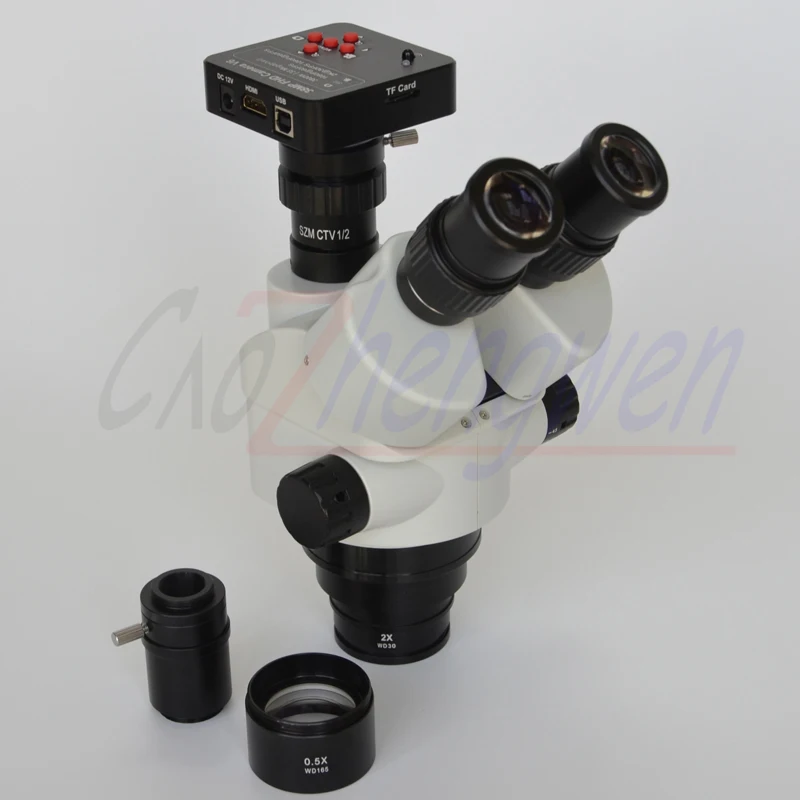 FYSCOPE  38MP HDMI 60SPF 3.5X-90X Simul-Focal Trinocular Zoom Stereo Microscope Head + Auxiliary Lens