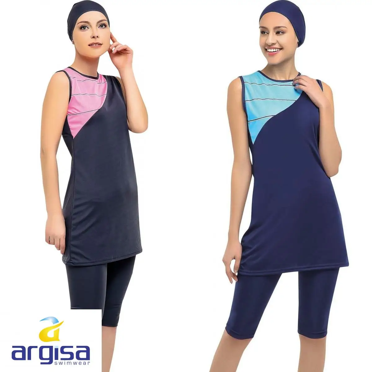 Argisa 7802 Hanging Sleeveless Embroideried Semi Burkini Muslim Swimwear 38-60 Plus Size Hijab Islamic Swimsuit Fashion Turkey Women Cover