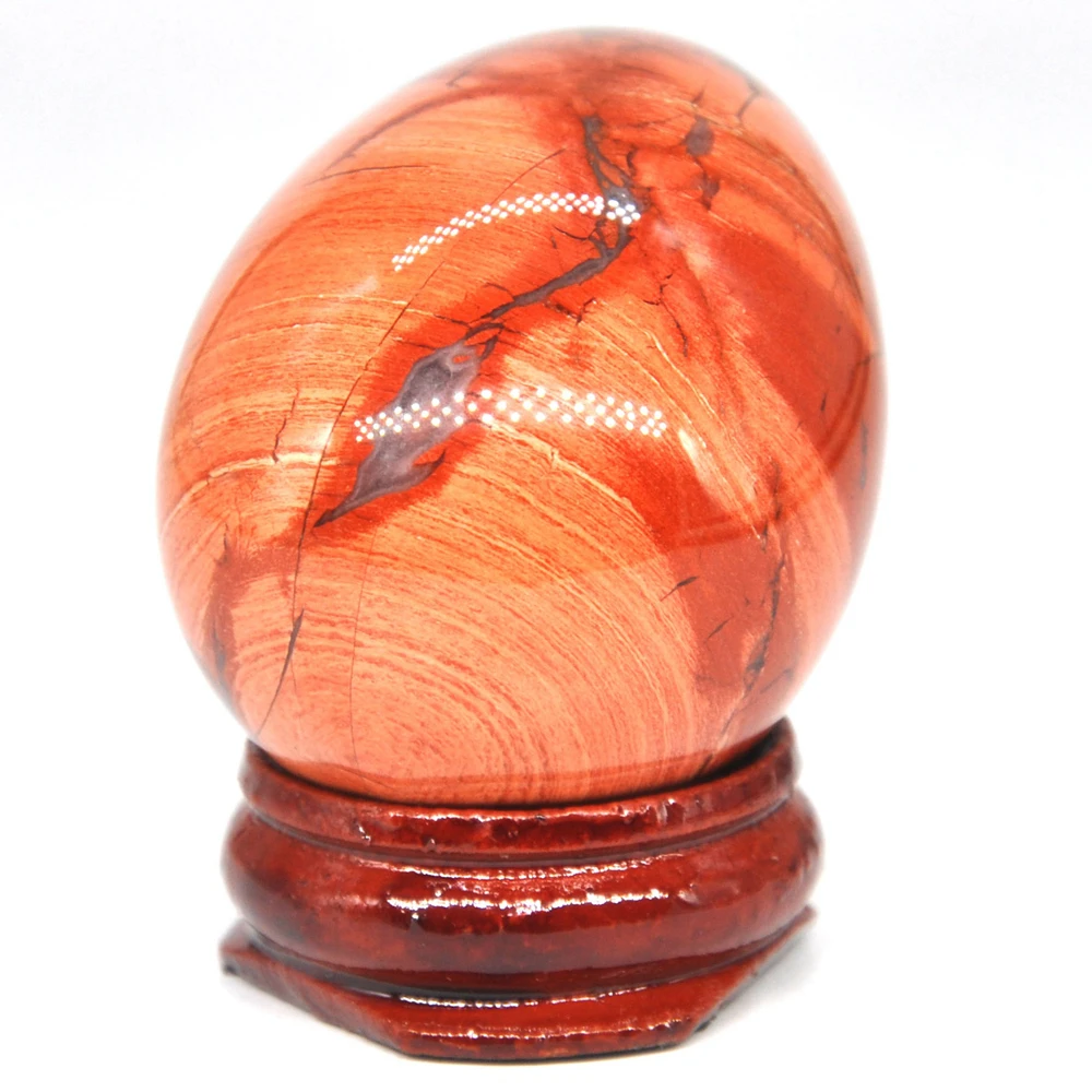 34x44mm Red Silver Leaf Jasper Egg Shaped Stone Healing Natural Crystal Massage Minerale Gemstone Spiritual Decoration Collectio