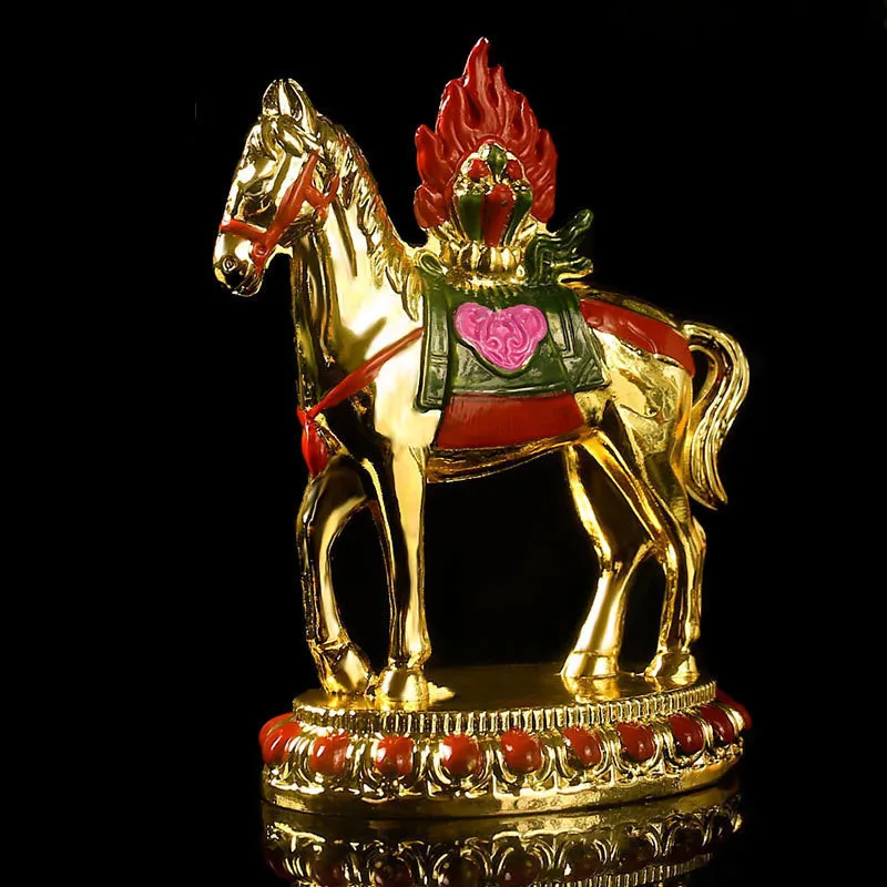 Tantric Supply Esoteric Buddhist Alloy Metal Gold Plating Treasured Horse Putting Decoration Crafts