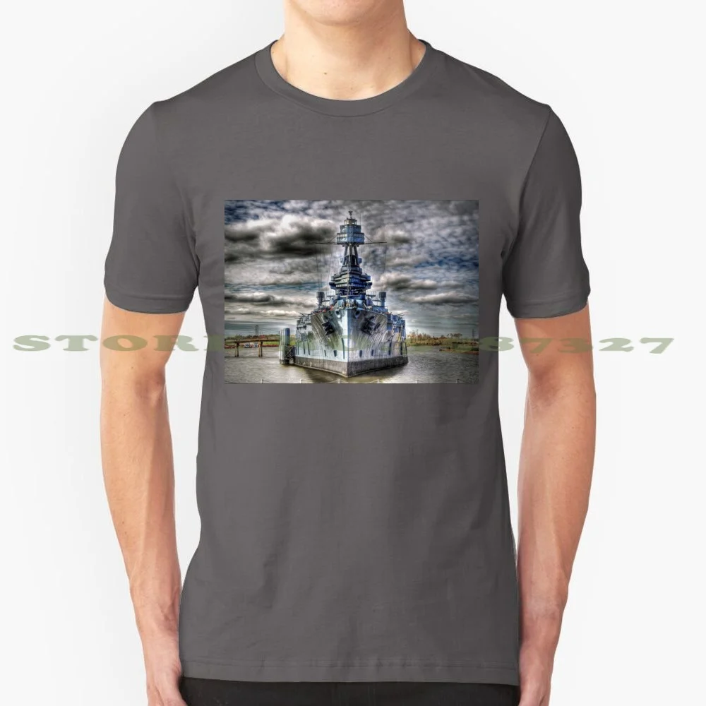 Uss Texas 100% Cotton T-Shirt Battleship Texas Battleship Ship Landscape Clouds San Jacinto Hdr Uss Texas Water Military Boat