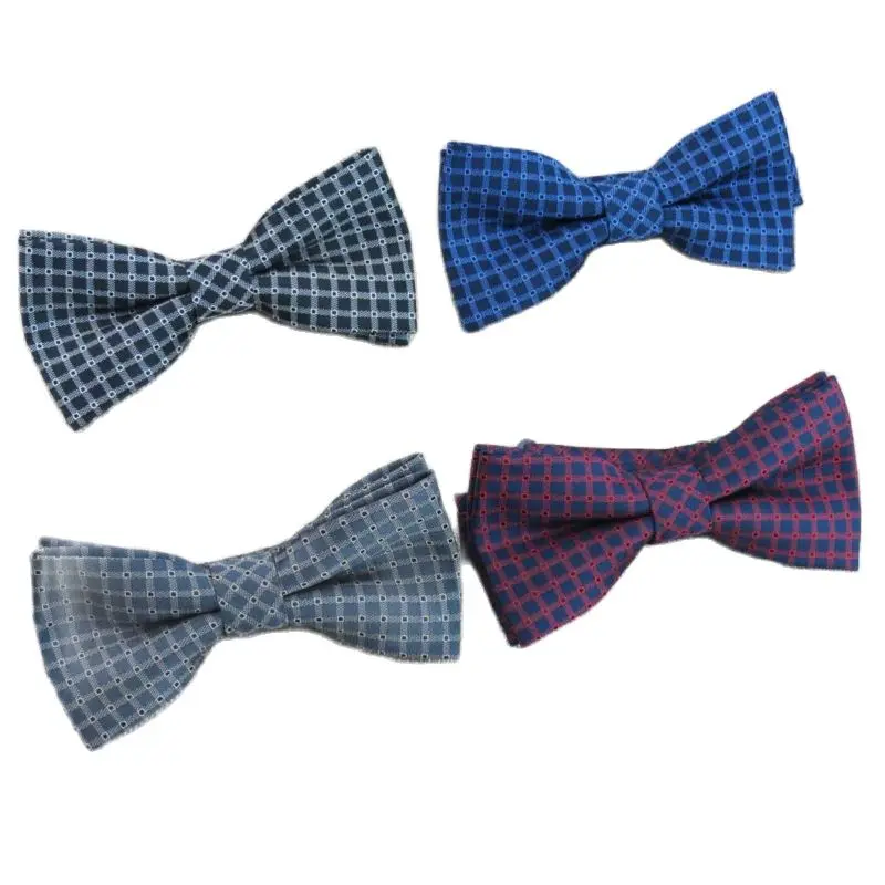 

Male ladies leisure fashion bow ties A few small latticed bowknot necessary tide male blue bowtie