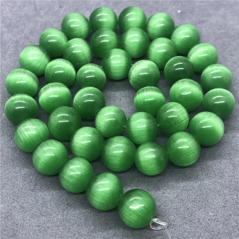Green Cat\'s Eye Beads Stone Round 4-12mm Gemstone Loose Spacer DIY Dreamcatcher