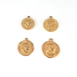 5pcs Stainless Steel Charms Round Coin Charms Pendant For DIY Necklace Bracelet Jewelry Accessories
