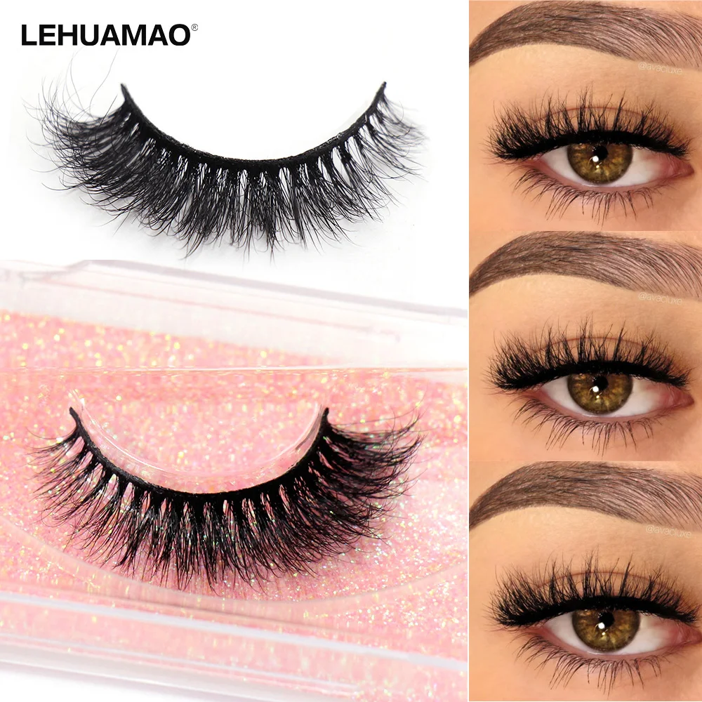 LEHUAMAO Mink Lashes 3D False Eyelashes Wispy Cross Natural Mink Hair Extension Tools Makeup Soft Reusable 5D Luxury Eyelash L32