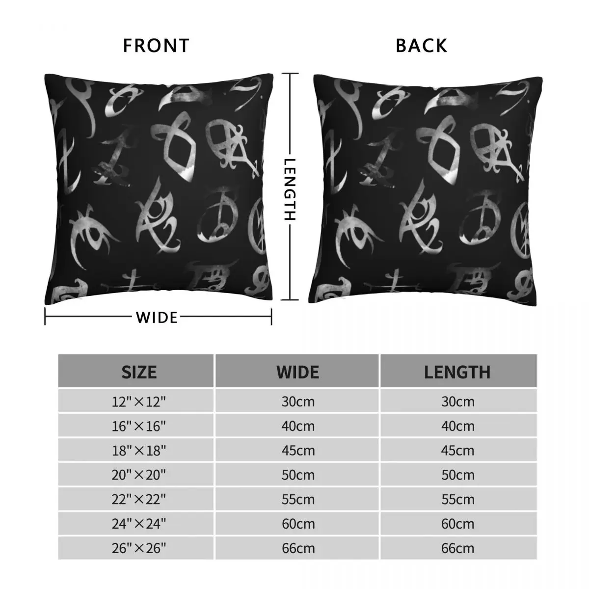 Silver Runes Square Pillowcase Polyester Linen Velvet Zip Decor Pillow Case Sofa Seater Cushion Case 45x45