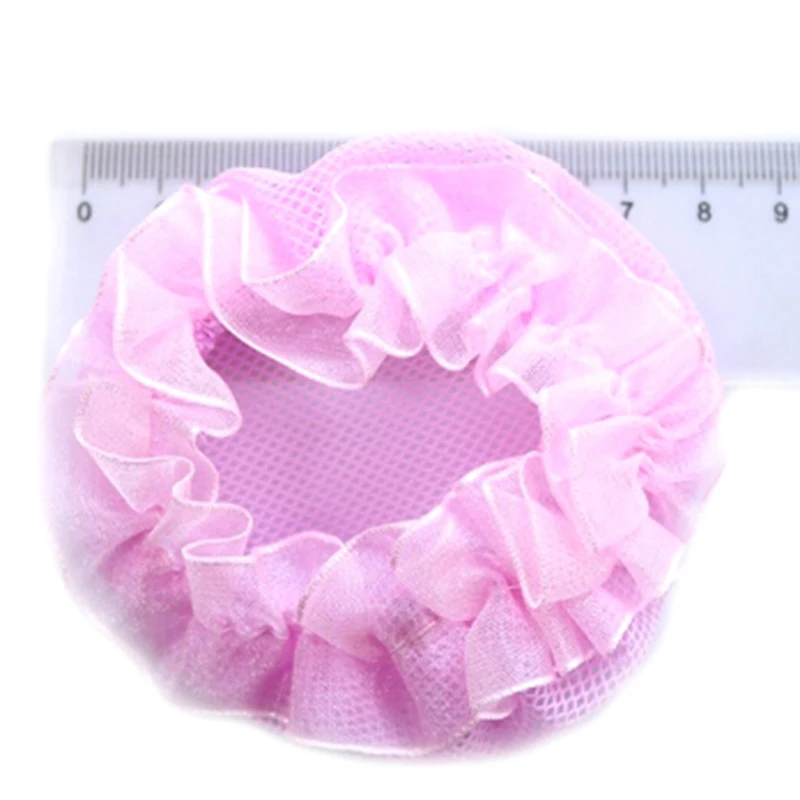 Girls Child Ballet Dance Skating Snood Hair Net Bun Cover Satin Bow Barrette Stylish Floral Lace Official Lady Hair Cover Net