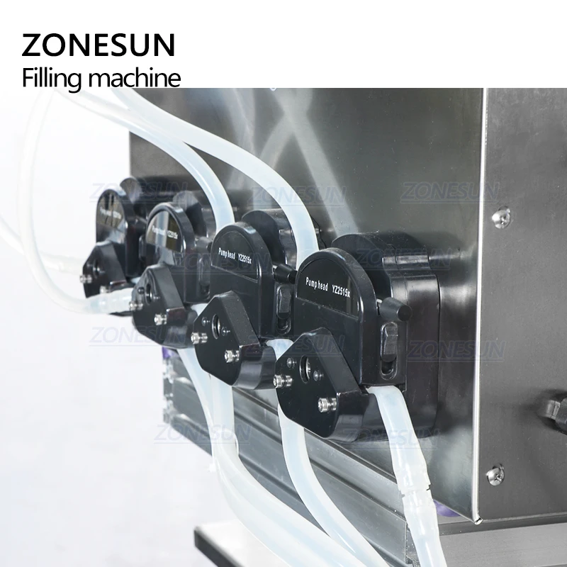ZONESUN – Machine de remplissage automatique de liquide à 4 têtes, 2400 ml/min, pompe péristaltique, convoyeur de remplissage de liquide pour cosmétiques