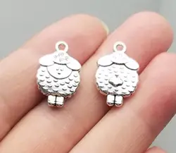 15pcs/lot--20x13mm Antique Silver Plated Sheep Charms Jesus Pendants For DIY Keychain Supplies Jewelry Making Accessories