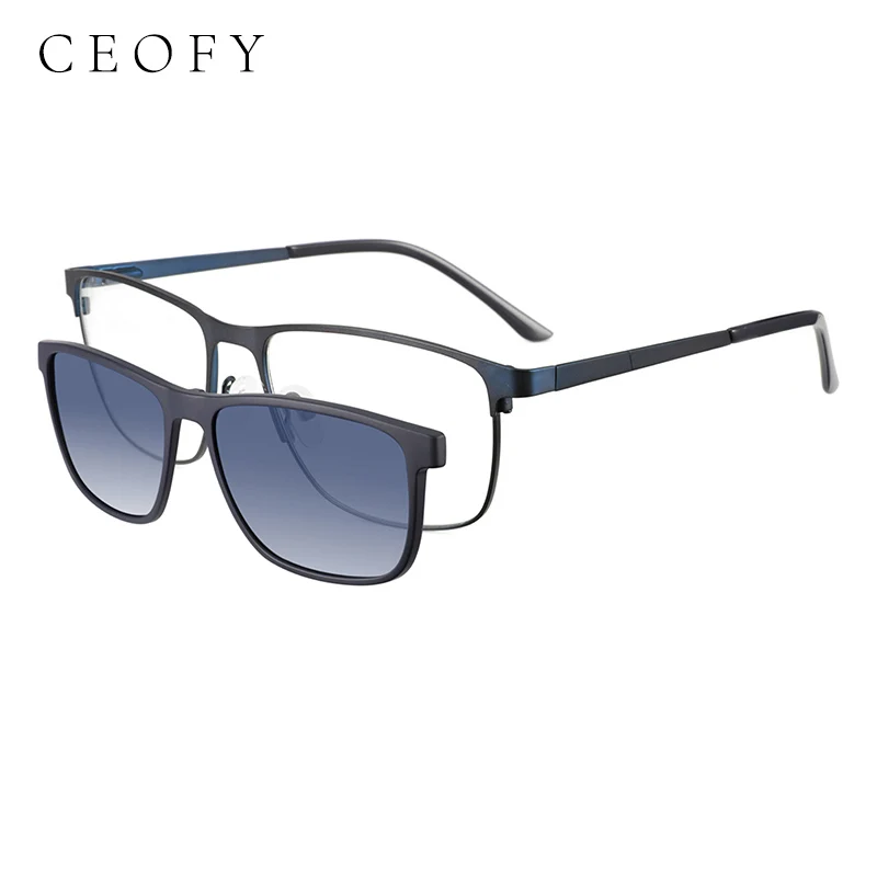 Ceofy Men Optical Glasse Frame Clip On Polarized Sunglasses Magnetism Brand Design Square Classic Eyewear Eyeglasses Frame C8020