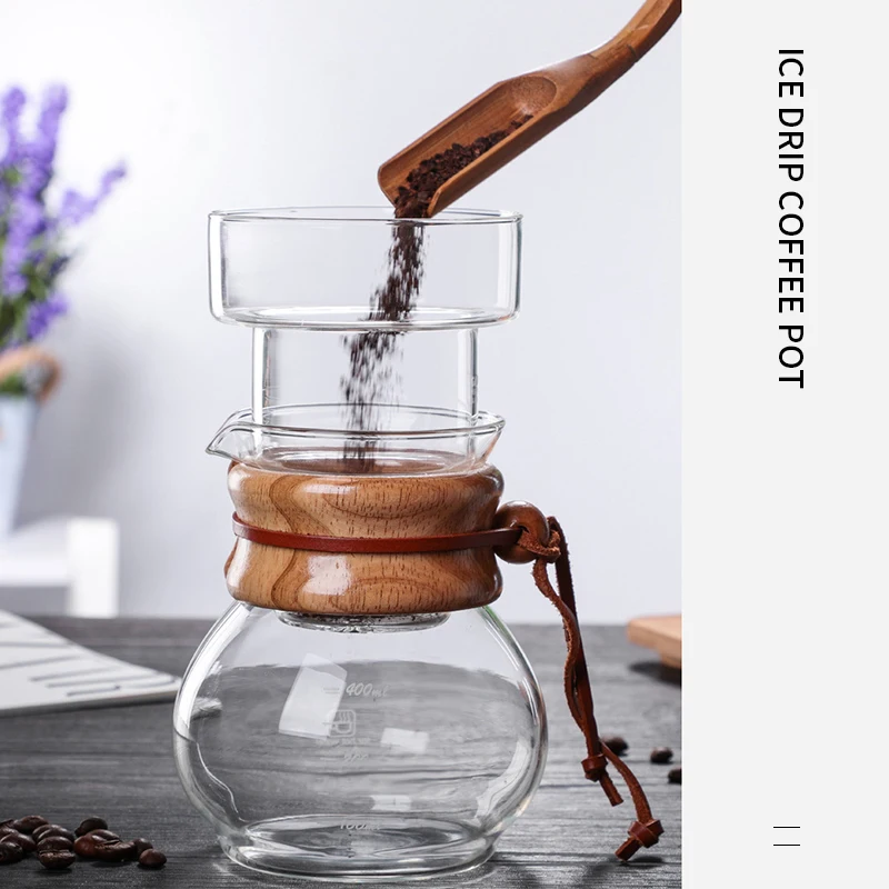 Creative Coffee Pot Practical Glass Coffee Kettle Ice Dripper Coffee Pot Durable Cold Brew Pot Coffee Dripper Pot About 400ml