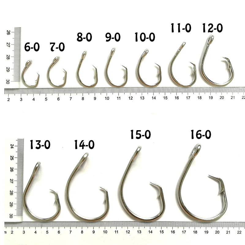 50-500 stücke Großhandel Edelstahl Stacheldraht Eyed Angelhaken Kreis Fisch Haken Thunfisch Köder Jig Einzigen Jigging Ozean Meer angeln Pesca – Detail 2