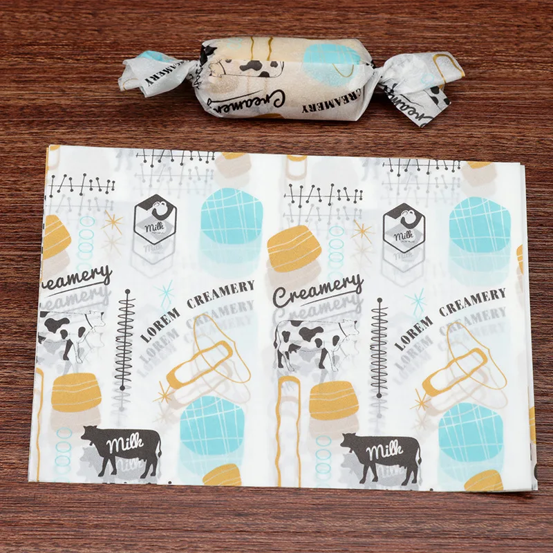 500pcs/lot Artistic Geometry Milk Cow Nougat Pack Paper Lorem Creamery Simple Style Friends Class Reunion Baby Shower Gift Wrap