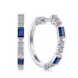 Huitan Fashion Versatile Women Blue CZ Hoop Earrings Good Quality Simple and Elegant Design Small Round Female Earring Wholesale