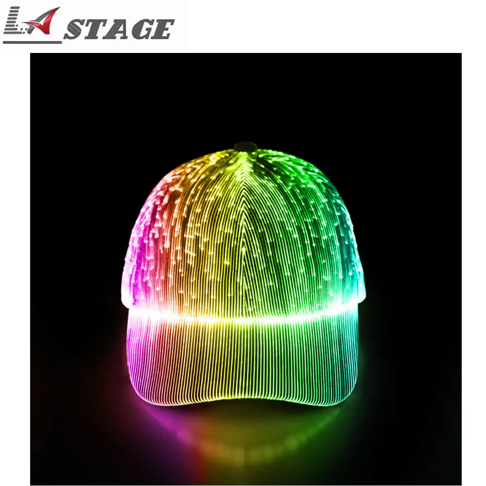 New LED Fiber Optic Luminous Hat Black And White Couple Luminous Hat Outdoor Luminous Peak Cap Baseball Cap Performance Cap