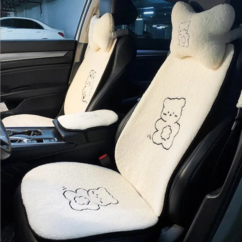 

New Arrival Winter Plush Four Seasons Ins Cute Lamb Wool Seat Cover Three-piece Car Seat Cushion Universal