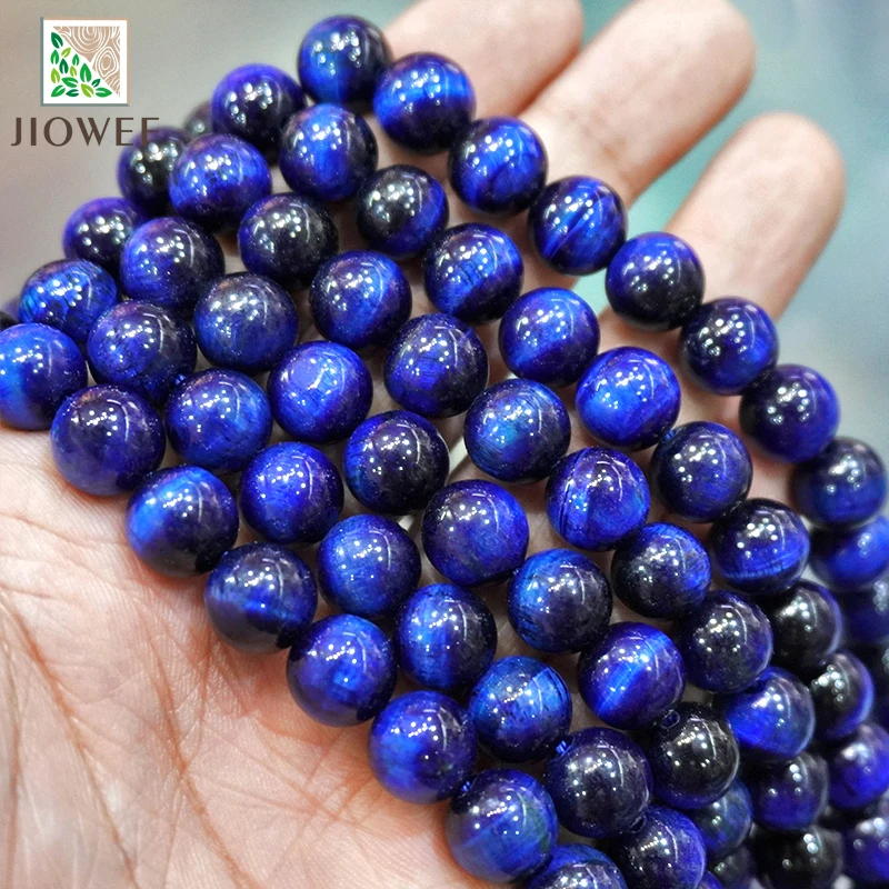 

Natural Stone Lapis Lazuli Blue Tiger Eye Stone Round Beads for Jewelry Making DIY Bracelet Earrings 15" Strand 6 8 10 12MM