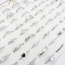 MixMax 10pcs Womens Rings Shining Rhinestone Zircon Stone Romantic Engagement Wedding Bands Jewelry Mix Styles Wholesale Lot