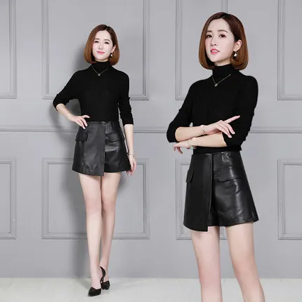 Top brand Fashion Women New Genuine Sheep Leather Shorts KS46  high quality