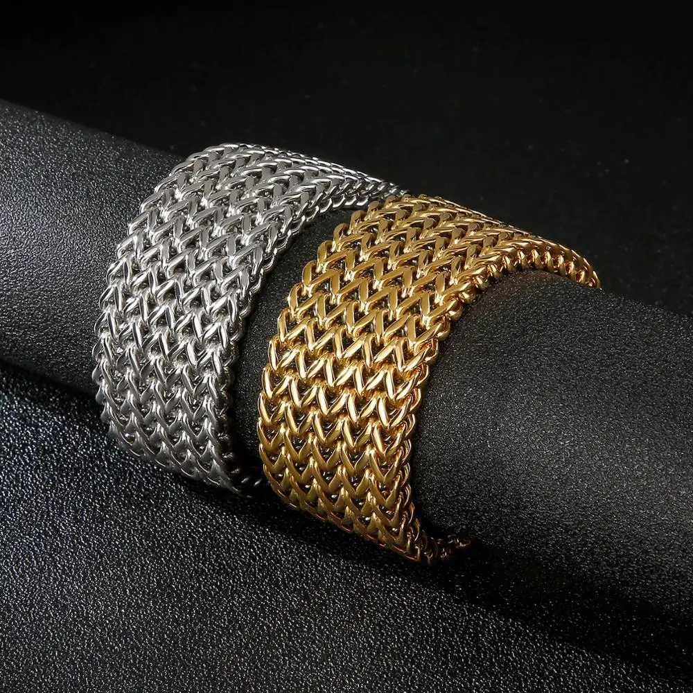 12/18/30mm Width Big Stainless Steel Mesh Bracelet Men Charm High Quality Brand Bracelet for Boyfriend Husband Father Day Gift