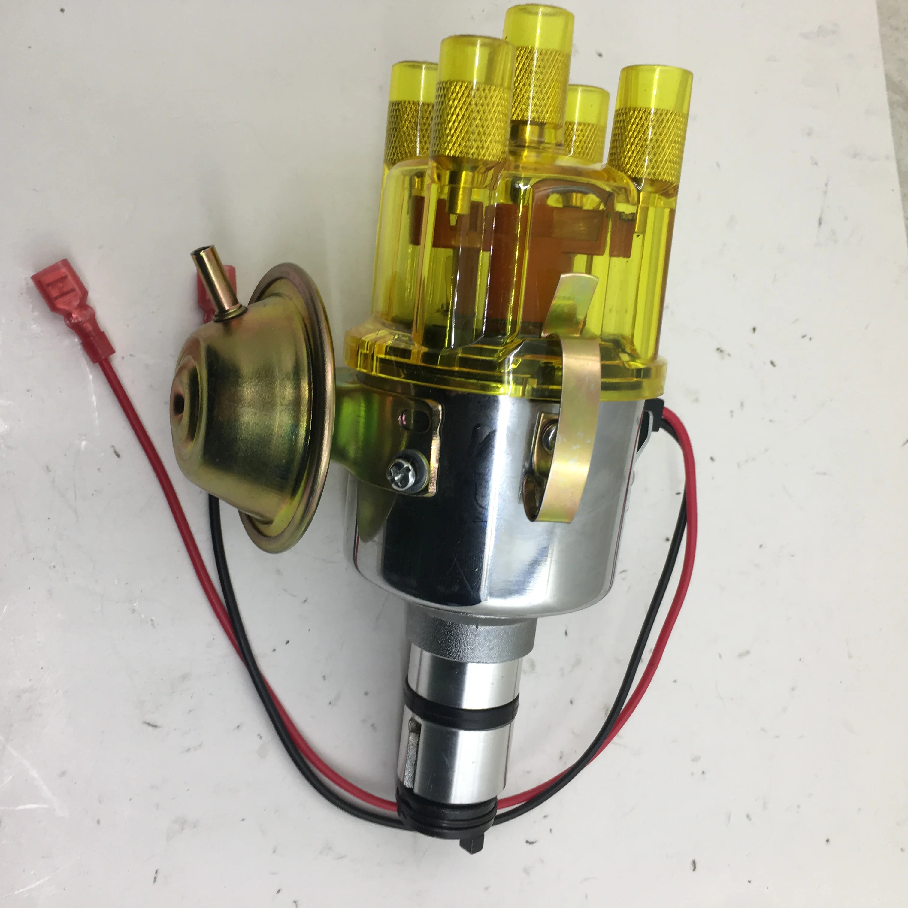 

SherryBerg complete distributor Chrome yellow clean cap for VW 034 VACUUM adv. ELECTRONIC DISTRIBUTOR USES ALL BOSCH PARTS BUG