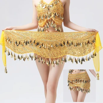 Chiffon Gouden Munt Buikdans Taille Ketting Oosterse Indian Dansen Kostuum Voor Vrouwen Buikdans Rok Dans Slijtage Hip Scraf