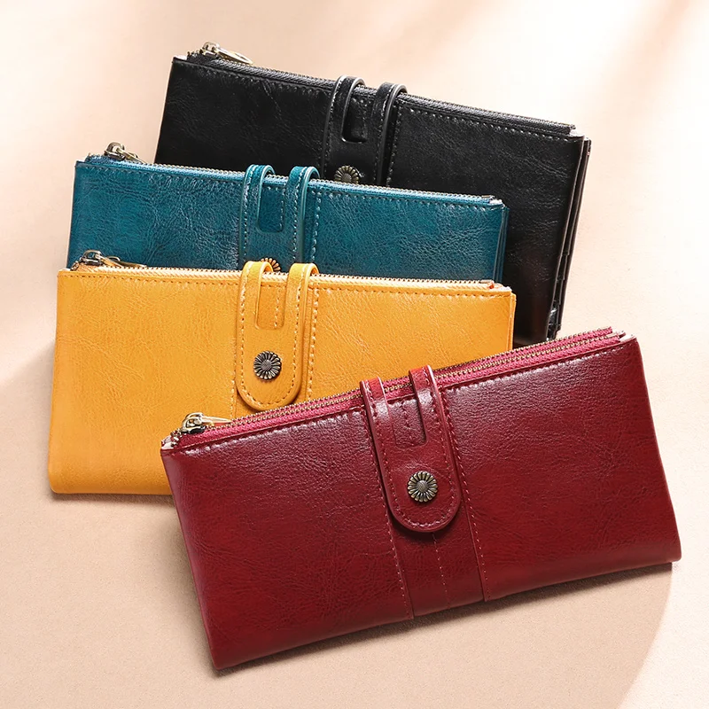 Zency Long Large Capacity Female Purse Soft Genuine Leather Wallets Zipper Coin Ladies Purses Credit Card Holder Clutch Purse