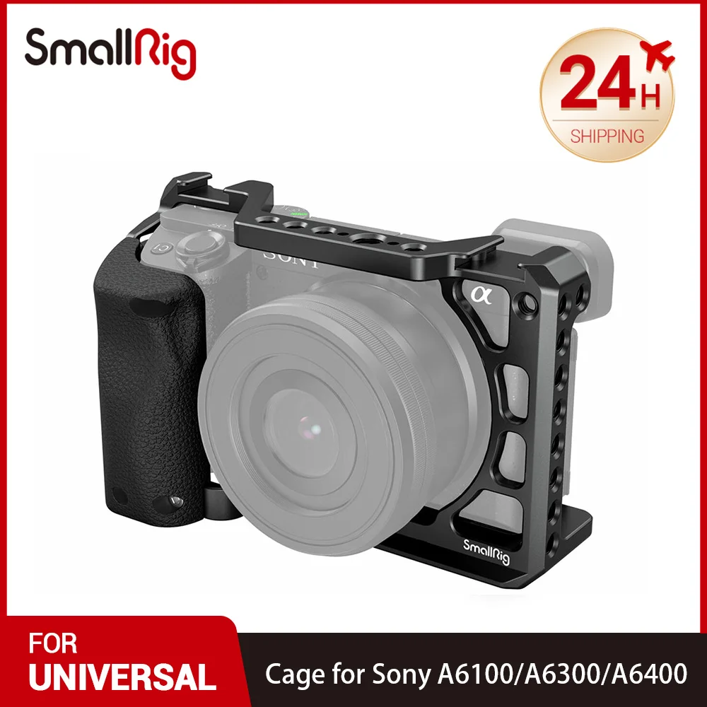 SmallRig  DSLR A6400 Camera Cage with Silicone Handgrip Handle for Sony A6100 A6300 A6400 Camera Cage Rig Cold Shoe 3164