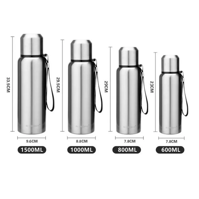 Stainless Steel Thermos Vacuum Flask Outdoor Portable Car Coffee Water Bottle with Filter Insulated Bottle 600/800/1000/1500ML