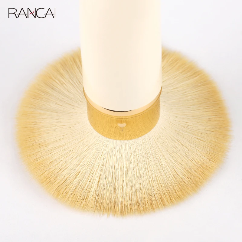 RANCAI 1pcs Retractable Kabuki Brush Powder Foundation Brushes Beige Synthetic Hair Flat Mini Brush Makeup Cosmetics Tools