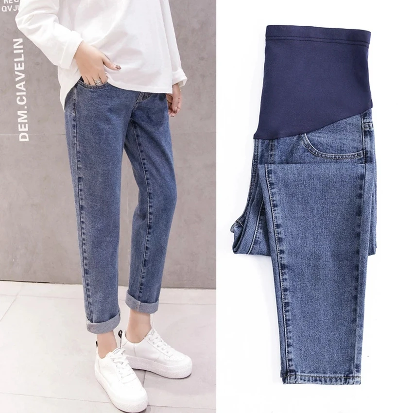 Pregnancy Abdominal Pants Boyfriend Jeans Maternity Pants For Pregnant Women Clothes High Waist Trousers Loose Denim Jeans