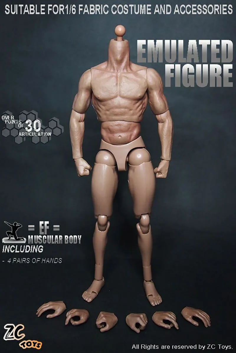 ZCtoys S001 1/6 Male Muscle Body with Neck 12 inch Super Flexible Soldier Action Figure Fit 1:6 Head Sculpt In Stock