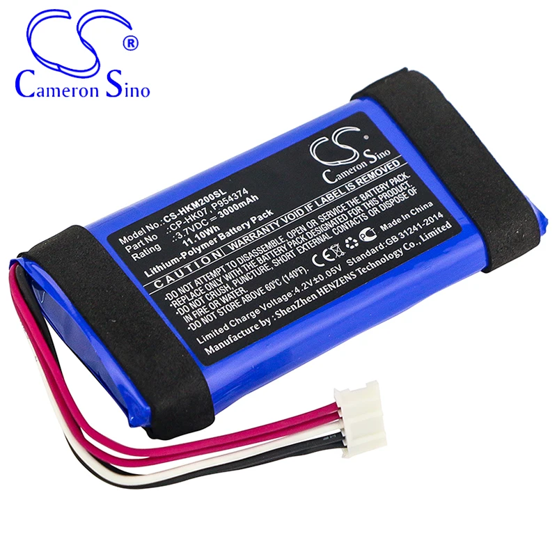 CameronSino Battery for Harman/Kardon Onyx Mini fits Harman/Kardon CP-HK07 P954374 Speaker Battery 3000mAh/11.10Wh 3.70V Blue