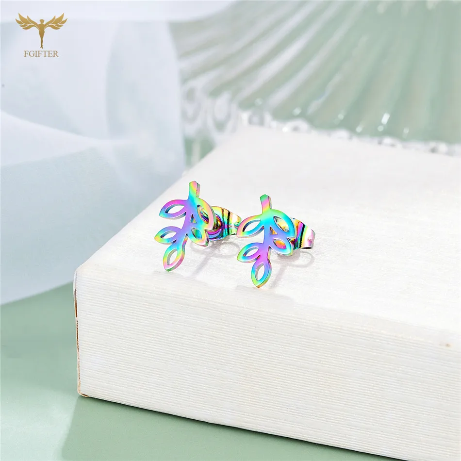 12 Pairs Lot Korean Fashion Leaf Stud Earrings Women Golden Stainless Steel Jewelry Earrings Set Wholesale Cheap for Resale Gift