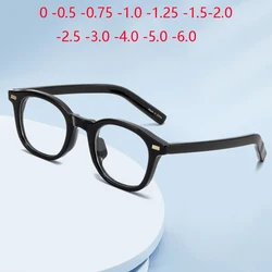 Blue Light Blocking TR90 Oval Myopia Glasses With Degree Black Frame Computer Optical Spectacles Prescription 0 -0.5 -0.75 To -6