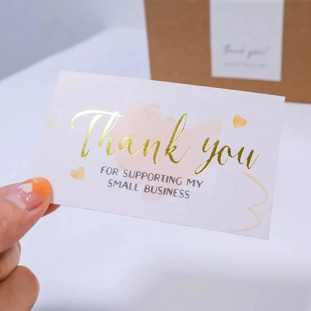 10-30Pcs Foil Gold Card Thank You For Your Supporting My Small Business Card Small Shop Gift Decorative Card