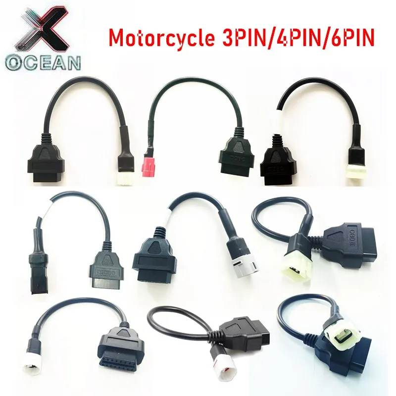 Motorcycle OBD2 Connector For YAMAHA/SUZUKI/Kawasaki/HONDA/Delphi/Ducati 3pin 4pin 6pin Adaptor 3 4 6 PIN OBD 2 Extension Cable