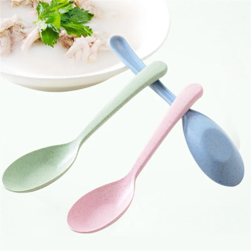 1PCS Fashion Wheat Straw Spoon Portable High Quality Eco Friendly Tableware Children Rice Soup Spoons Home Kitchen Accessories