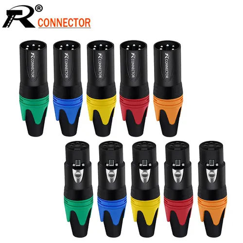 Imagen 1 del producto 10 unids/lote conector XLR de 5 pines conector Jack macho/hembra niquelado conector de micrófono de 5 polos conector de Audio Terminal de Cable de micrófono