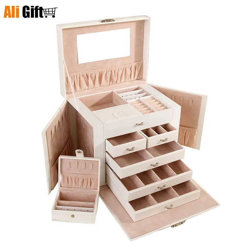 Jewelry Box Korean Large Capacity Ring Finger Box Earrings Hand Ornaments Jewelry Collection Box Multi-Layer Dressing Case