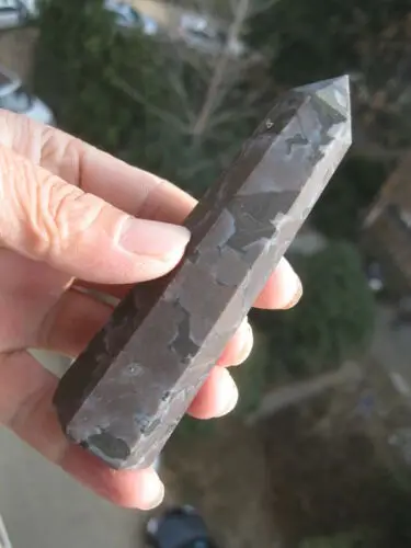 Natural Gabbro crystal with golden mica quartz crystal tip healing