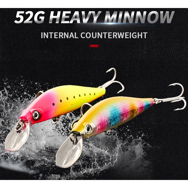 FJORD 130mm 52g Sinking Fishing Lures Fake Sea Crankbait Whopper Plopper Artificial Mid-water Bait Summer Ocean Fishing Supplies