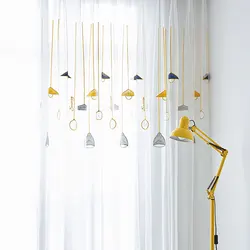 Modern Embroidered Tulle Window Curtain for Living Room, Yellow Chandelier, Sheer Voile Curtain, Children's Badroom, Blinds Door