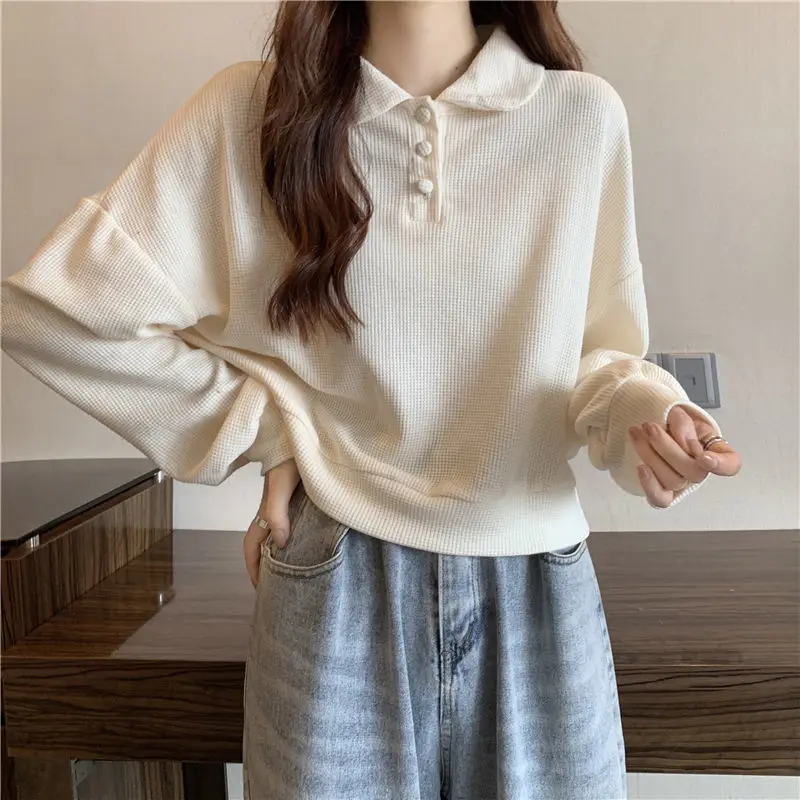 Sweatshirts Women Stylish Cropped Turn Down Collar Pure Students Autumn Classic Harajuku Vintage Design Mujer Popular Cozy Chic