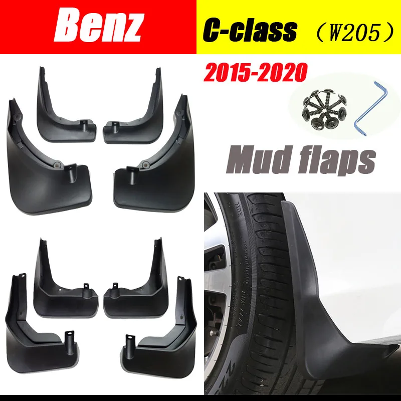 Dành Cho Xe Mercedes Benz C Lớp C Cấp W205 2015 ~ 2021 Fender Bùn Bảo Vệ Cánh Tà Mudguards Phụ Kiện Benz C180 c200 C260 C300 Mudguards