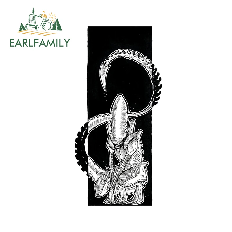 EARLFAMILY 13 см X 6,5 см для инопланетянина, автомобильная наклейка «сделай сам», водонепроницаемая, с окклюзией, царапинами, пользовательская печать, черная, белая Вселенная, «сделай сам», наклейка