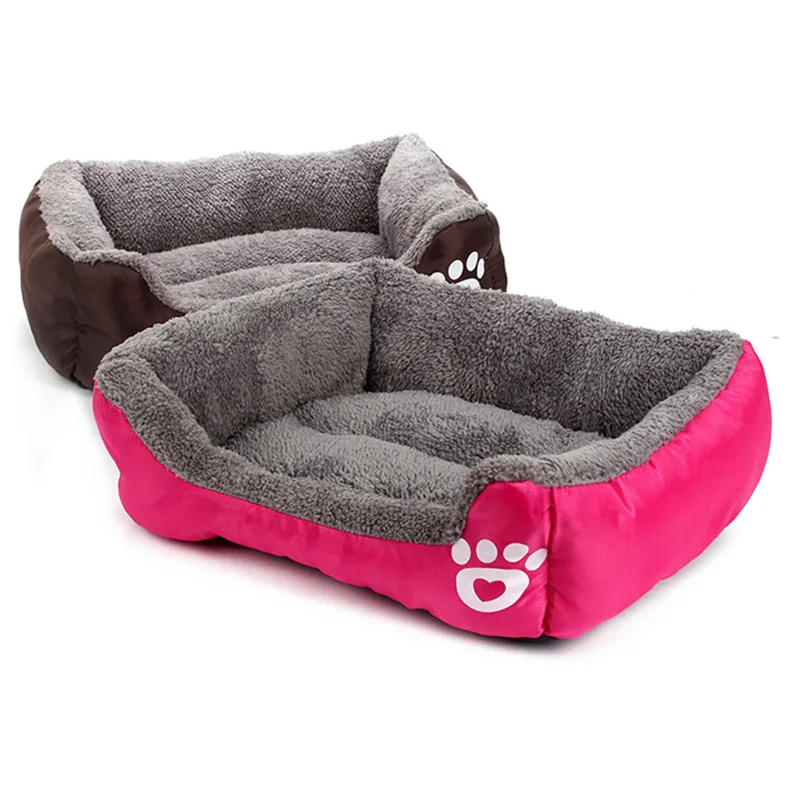 Pet Paw Print Sofa Winter Warm Comfortable Kennel Waterproof Bottom Soft Fleece Mats House Petshop